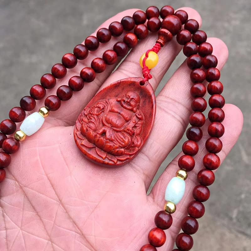 Mascot Wooden Crafts Wood Carving Art Wood Decoration Artwork 弥勒佛小叶紫檀0.6 * 108颗佛珠手链项链 珠子圆润饱满光滑细腻(弥勒佛小叶紫檀0.6 * 108颗佛珠手链项链 珠8mm)