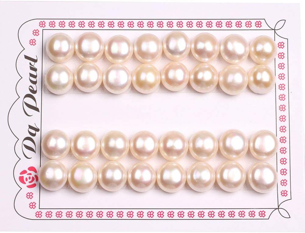 GEM-Inside 11mm 16 Pairs White Half Drilled Freshwater Pearls Loose Beads Handmade Beads for Jewelry Making Jewelry Beading Supplies for Women