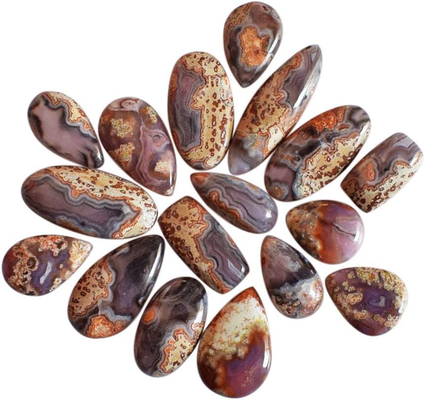 SilverO Natural Purple Passion Agate 97 CTW Cabochon 17 Piece Lot Pendant Jewellery Making Gemstone