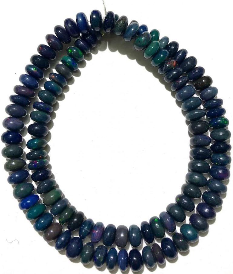 Natural Ethiopian Opal rondelle Smooth Beads 5x7 17 inch Long String Jewelry Making Gemstone Beads for Necklace Bracelet