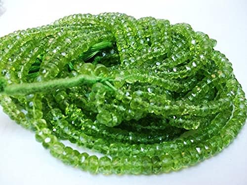 10 Strand 3.5mm to 4mm Peridot Rondelle Faceted Beads Gemstone, Peridot Faceted Roundel Beads 13 INCH Strand Micro Faceted Beads Gemstone