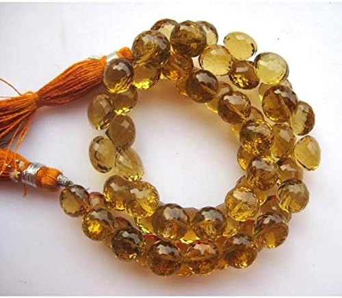 Beer Quartz Beads, Onion Briolettes, Faceted Briolette Beads, Faceted Beer Quartz, 8mm to 7mm, 4.5 Inch Code-HIGH-48005