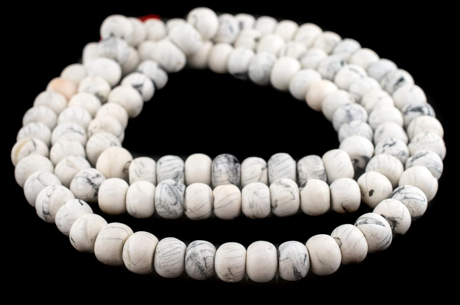 The Bead Chest Naga Conch Shell Mala Beads 18-20mm Nepal White Round Large Hole 60 Inch Strand