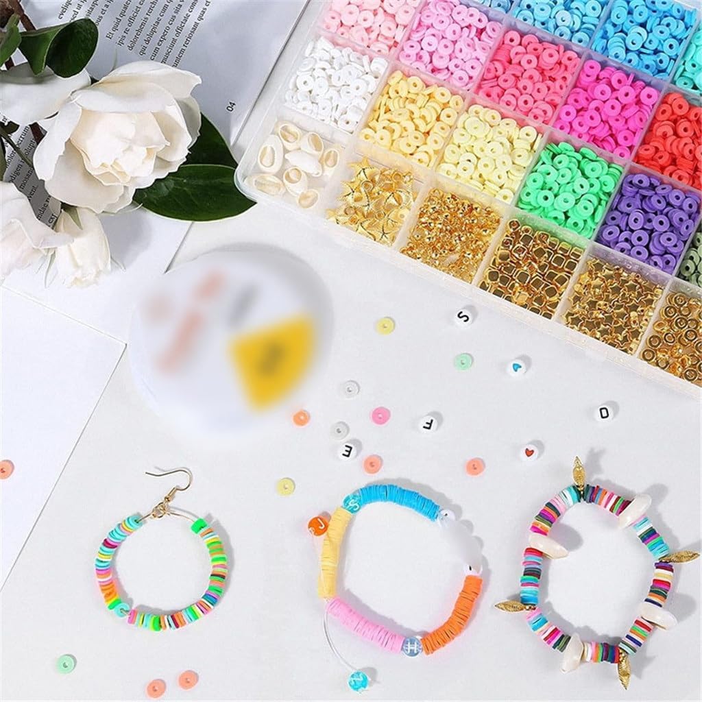 4800 Pieces of 6mm Flat Polymer Clay Beads Soft Slices DIY Jewelry Accessories