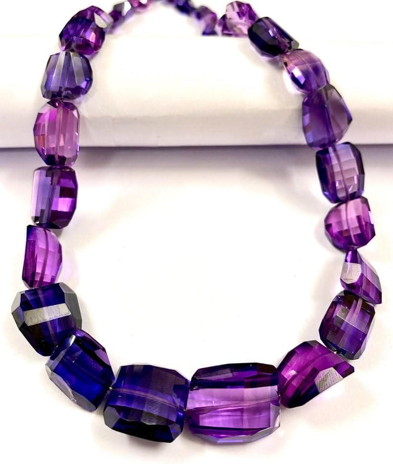 Natural Pinkish Purple Sapphire Nuggets facated Beads 9-12 MM 18 inch Long String Jewelry Making Gemstone Beads for Necklace Bracelet