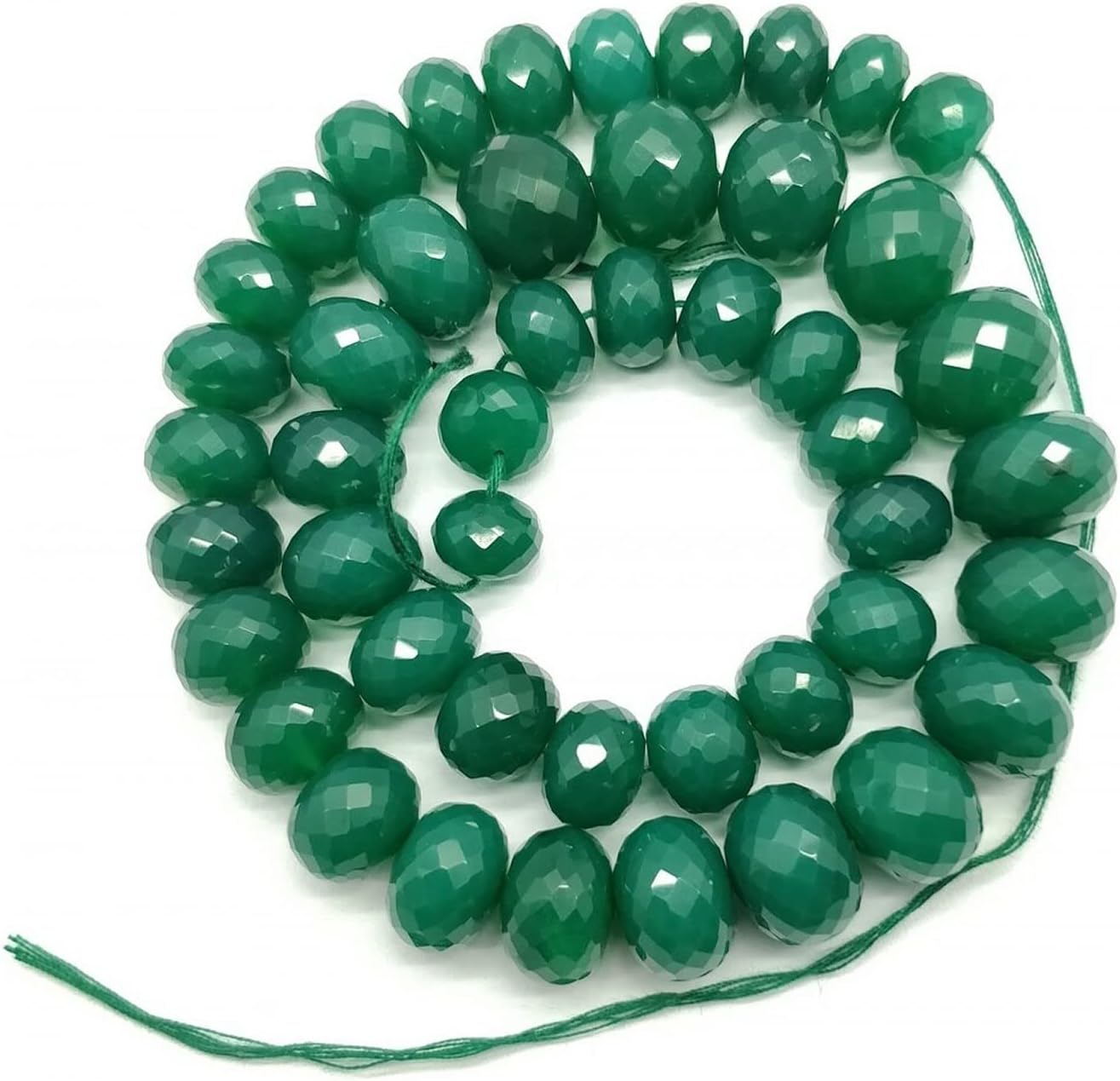 1 Strand Natural Green Onxy Size 10-14 mm, Rondelle & Faceted with 16.5 Inch Long Exclusive by Beads_World CHIK-STNRDD-526