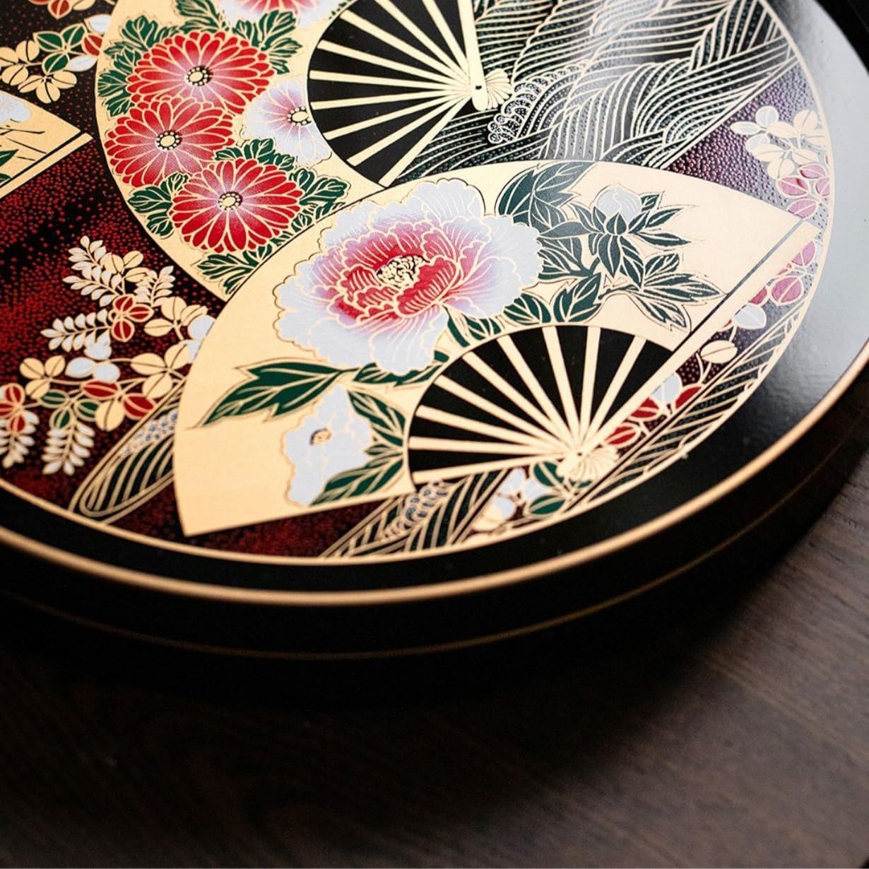 Tray Japanese Style Tray Japanese Style Elegant Handmade Lacquerware Tea Set Tray Household Tableware Storage Tray Serving Trays(B)