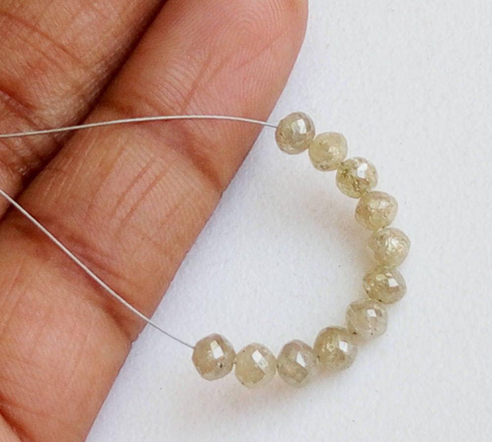 2-3mm Yellow Rondelle Diamonds, Natural Sparkling Yellow Faceted Diamond Beads, 3 Pcs Conflict Free Diamonds For Jewelry - DDP138, 2 MM - 3 MM