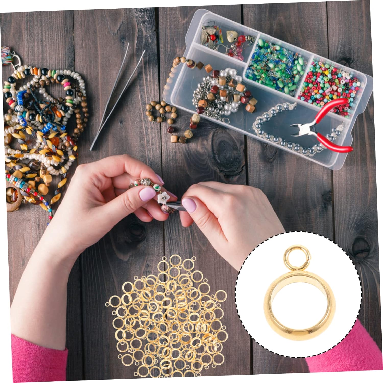 500pcs Stainless Steel Bail Beads Hanger Links for Jewelry Making DIY Accessories