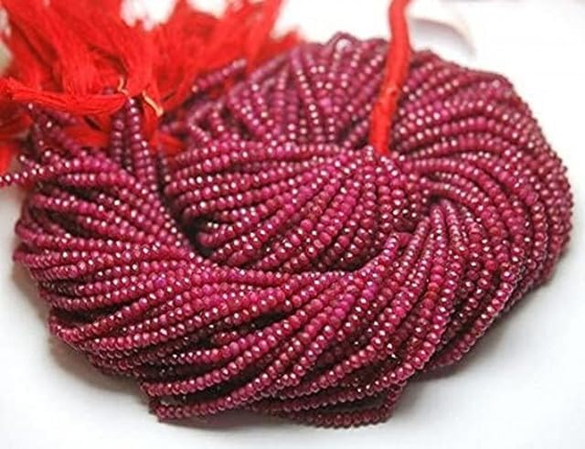 13 Inches,Natural Dyed Pink Ruby Faceted Rondells 3mm lot of 25 Strands CHIK-STRD-98843