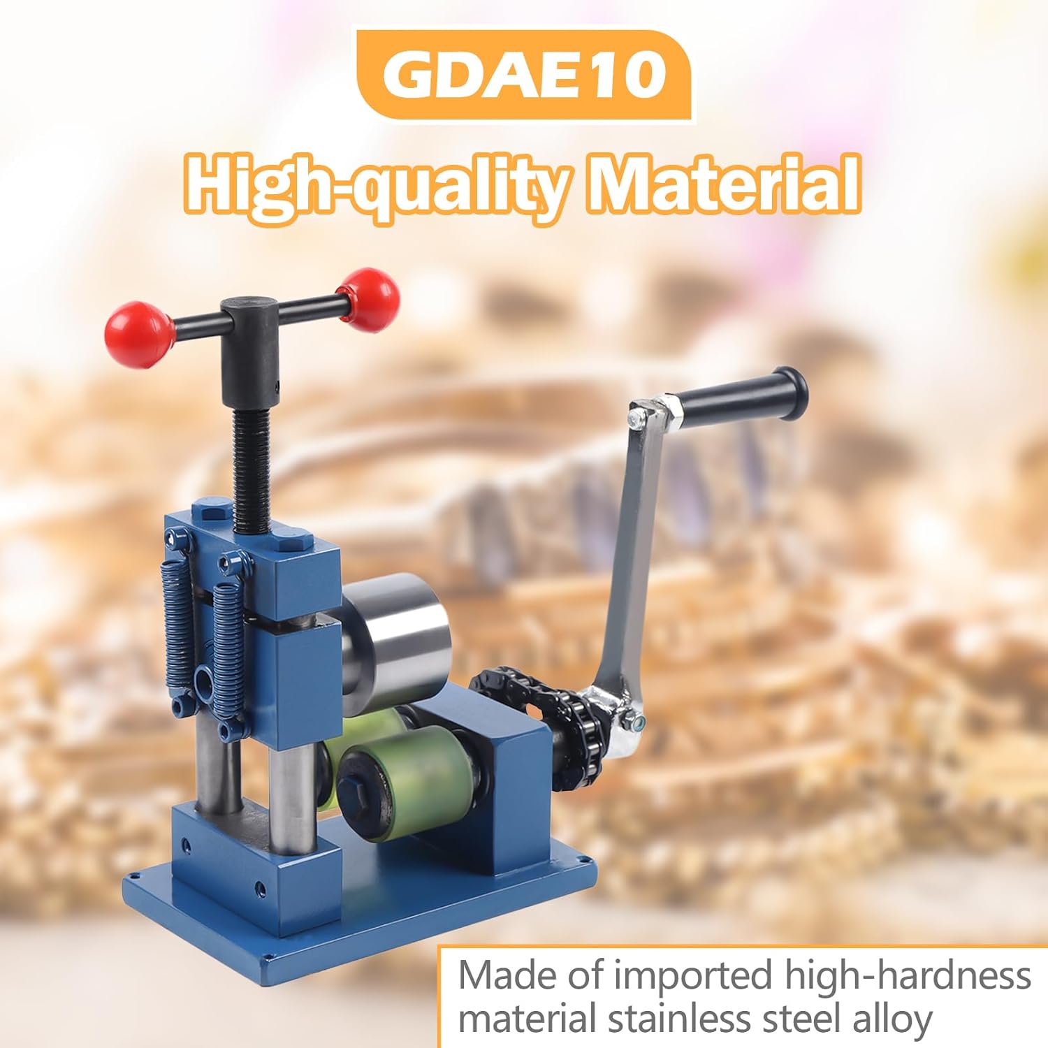 MuChaIOAK Hand Crank Ring Bending Machine, Ring Earring Bending Machine Easy to Use 2 in1 Jewelry Press Brake Forming Machine Tools for Bracelet, Earring, Processing Ring, 7