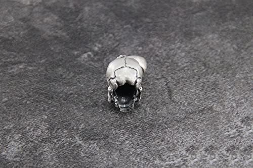 S925 Sterling Silver Half Tooth Skeleton EDC Bead DIY Paracord Keychain Bead Bracelet Accessories Bead,Necklace Pendant Bead,Lanyard Bead,Brass Charms