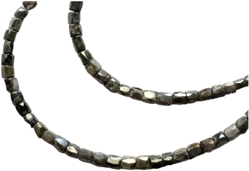 1.5mm To 2.5mm Gray Sparkling Faceted Diamond Beads, Conflict Free Diamonds For Jewelry, Faceted Pipe Diamonds (4IN To 16IN Options), 1.5 MM - 2.5 MM