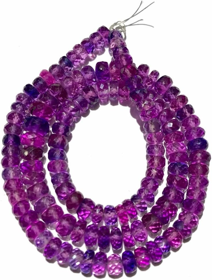 Natural Pinkish~Purple Sapphire roundelle facated Beads 5-7 MM 18 inch Long String Jewelry Making Gemstone Beads for Necklace Bracelet