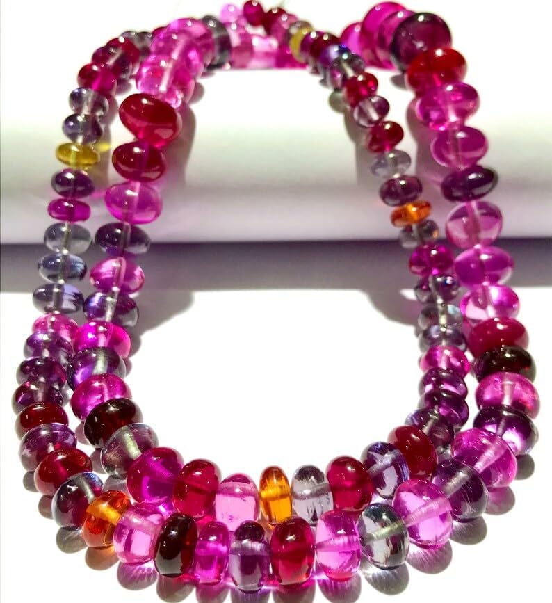 Natural Sapphire, Alexandrite roundelle Smooth Beads 6-10 MM 18 inch Long String Jewelry Making Gemstone Beads for Necklace Bracelet