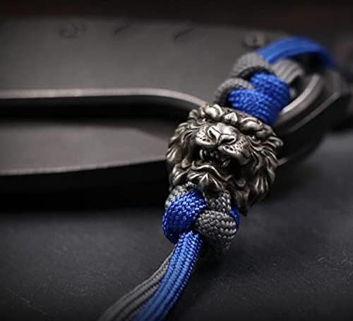 EDC Solid Brass Tiger Head Pendant Parachute Paracord Cord Tool Lanyard Bead zipper pull Gift 925 silver)