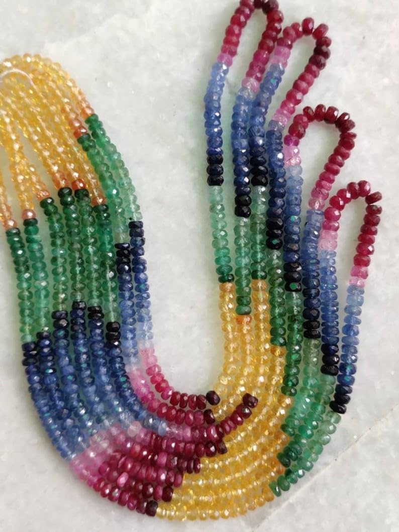 Natural Gemstone roundelle Smooth Beads 3-4 mm 15 inch Long String Jewelry Making Gemstone Beads for Necklace Bracelet