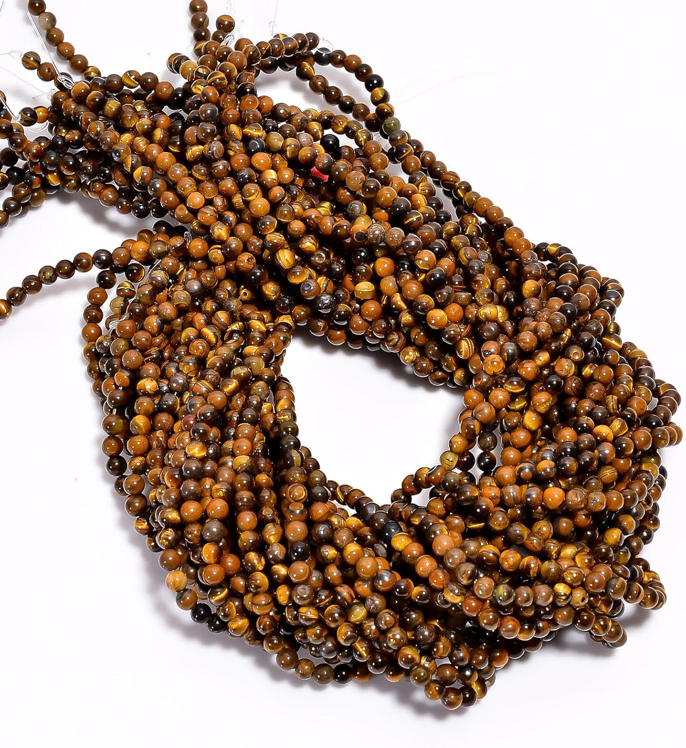 Natural Tiger Eye Gemstone Round Shape Smooth Beads 4X4.5 mm 50 Strand 15