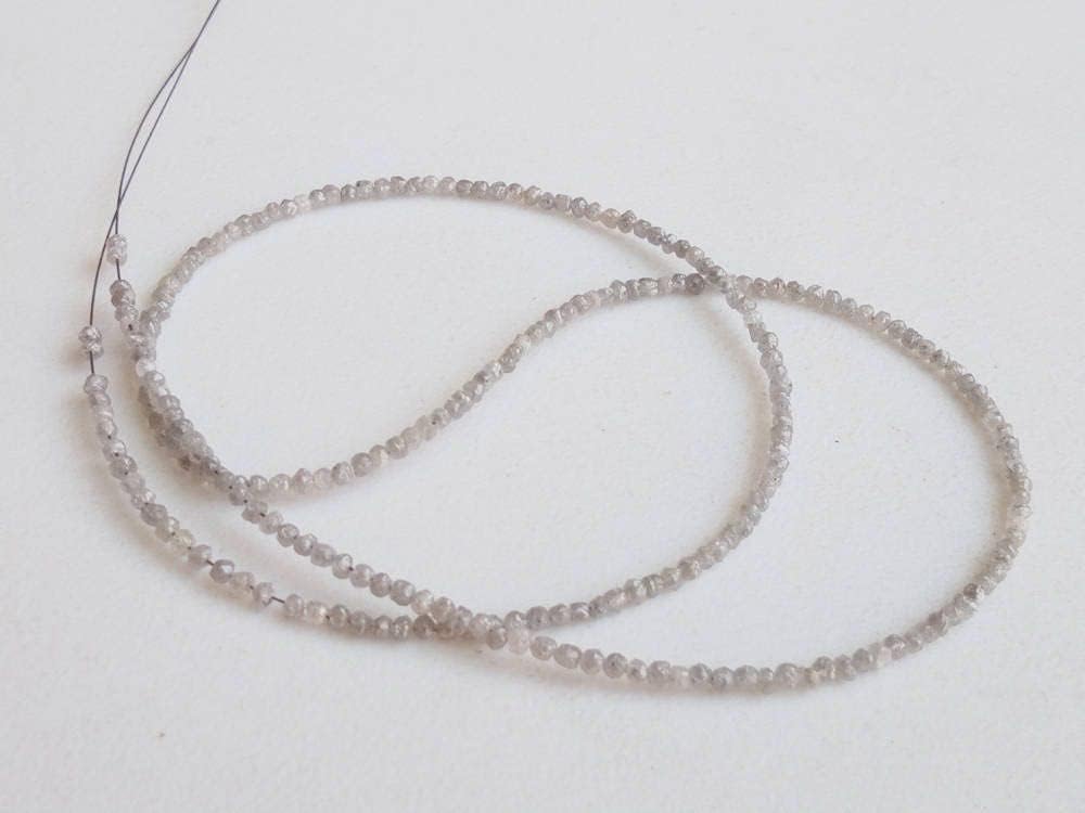 2mm Light Gray Rough Rondelle Diamond Beads, Sparkling Light Gray Raw Uncut Diamond Beads, Gray Diamonds For Jewelry (4IN To 16IN) - DDP136, 2 MM Approx.