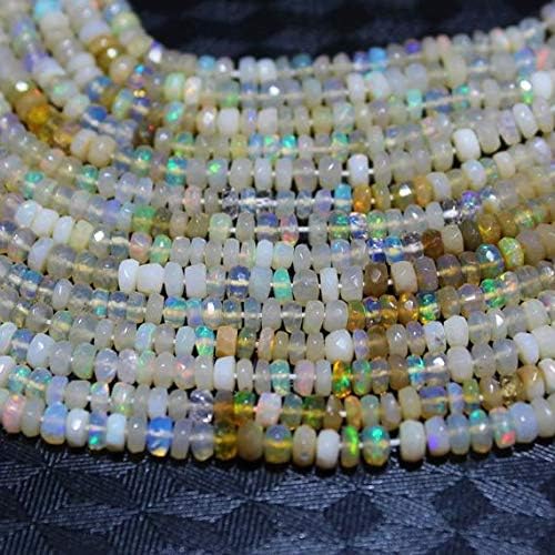 Top Ethiopian Opal Shaded Beads | AAA+ Welo Fire Ethiopian Opal Beads | Smooth Rondelle Shape Ethiopian Opal Beads Size 3 to 4 mm 14