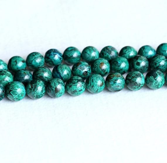 BEADS GEMSTONE 1 Strands Natural Green Chrysocolla Semi-precious stone Round Big Beads 14mm 15.5 Inch Long 05233 Code-HIGH-23520