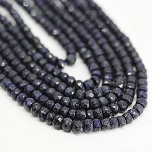 Natural Blue Sapphire Faceted Cut Rondelle Micro Gemstone Craft Loose Beads Strand 16 Inch Long 5mm 3mm Code-HIGH-974