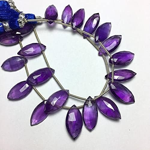 10 Beads14-19mm Rich Color Natural Untreated Purple Amethyst Faceted Marquise Briolette Beads