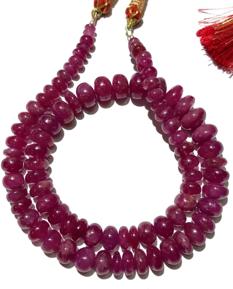 Natural Pink Sapphire roundelle Smooth Beads 7-11 MM 19 inch Long String Jewelry Making Gemstone Beads for Necklace Bracelet