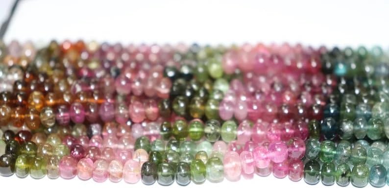 Multi Tourmaline Smooth Rondelle Beads 6-6.5 mm Tourmaline Smooth Wholesale Beads Smooth Rondelle Beads for Making Jwelery