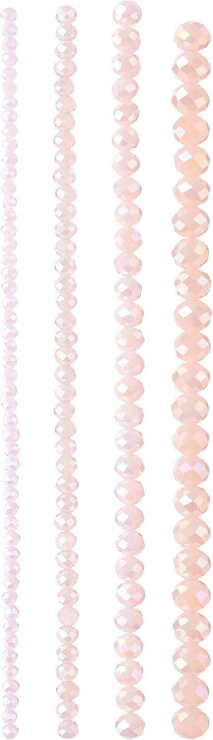 Bead Landing Pink Aurora Borealis Faceted Glass Round Beads – 3mm to 8mm AB-Finish Glass Beads for Bracelets, Earrings & DIY Jewelry, 7