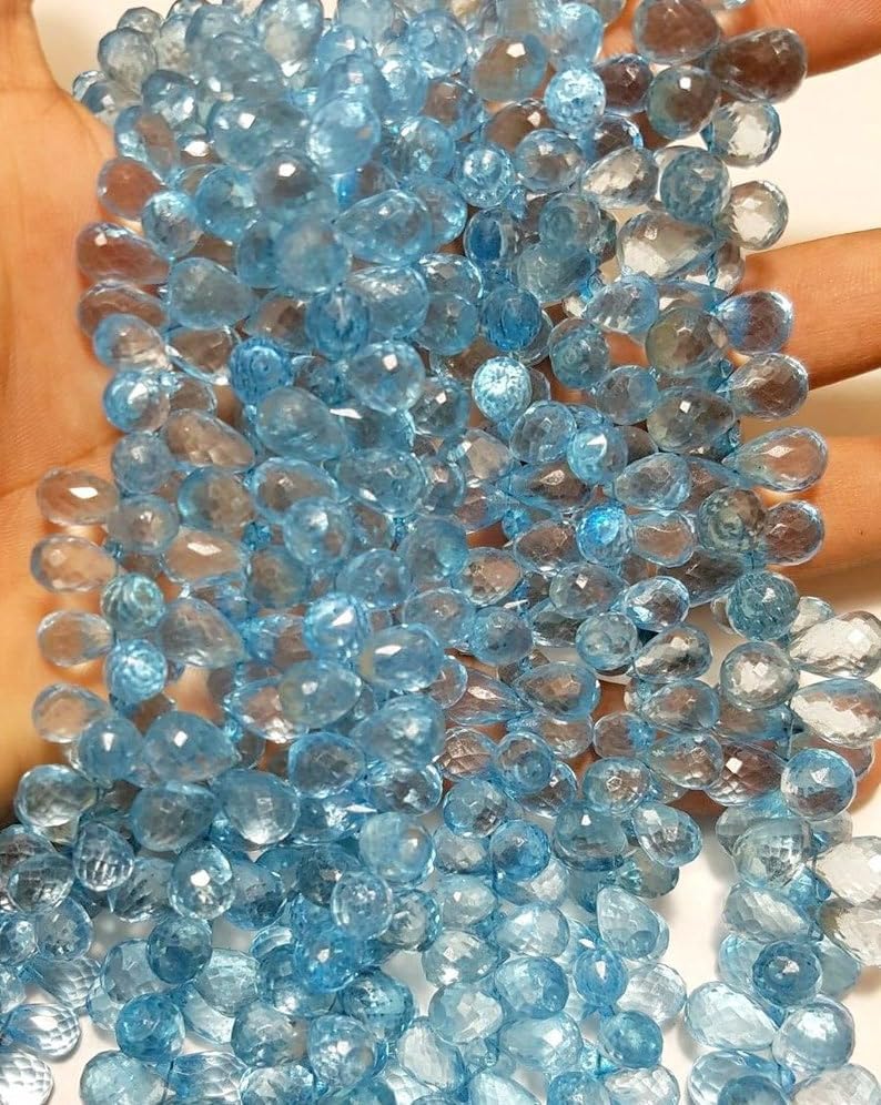 Natural Crystal Coated Teardrop Smooth Beads 5 to 10 mm 8 inch Long String Jewelry Making Gemstone Beads for Necklace Bracelet