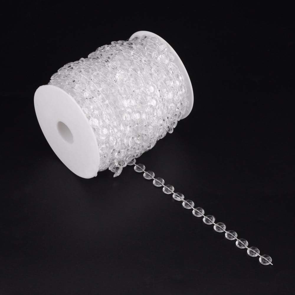 Party Decorations Transparent Clear Acrylic Crystal Bead Strand DIY Wedding Holiday Decoration Iridescent Garland Rhinestone 30m/roll