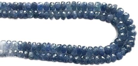 Blue Sapphire Beads, Burma Blue Sapphire Faceted Rondelles, Sapphire Necklace, 3-5.5mm, 20 Inch