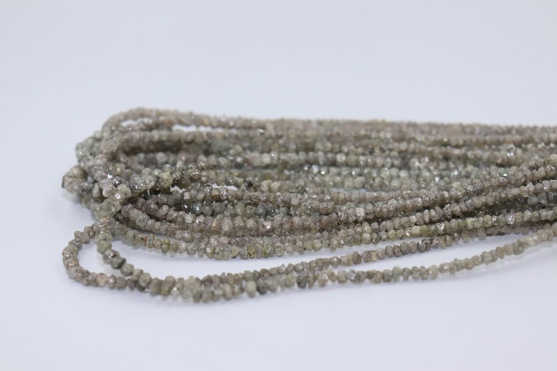Grey Diamond Raw UNCUTS Rough Diamond Beads Natural Diamond Strands Diamond Beads Grey Diamond Raw Beads Conflict Free Diamond Beads (25 Strands)