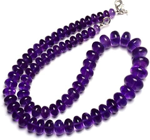 Natural Gemstone African Amethyst 8 to 15MM Smooth Rondelle Beads 18 Inch Full Strand Fine Quality Dark Purple Color Finished Necklace