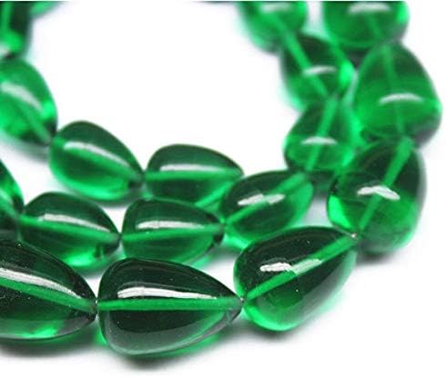 1 Strand Hydro Emerald Green Quartz Tear Drop Smooth 14'' Long Strand Gemstone Beads, Jewelry Supplies for Jewelry Making, for Meditation Jewellery for Reiki Healing Mystic Gemstone 10mm to 15mm