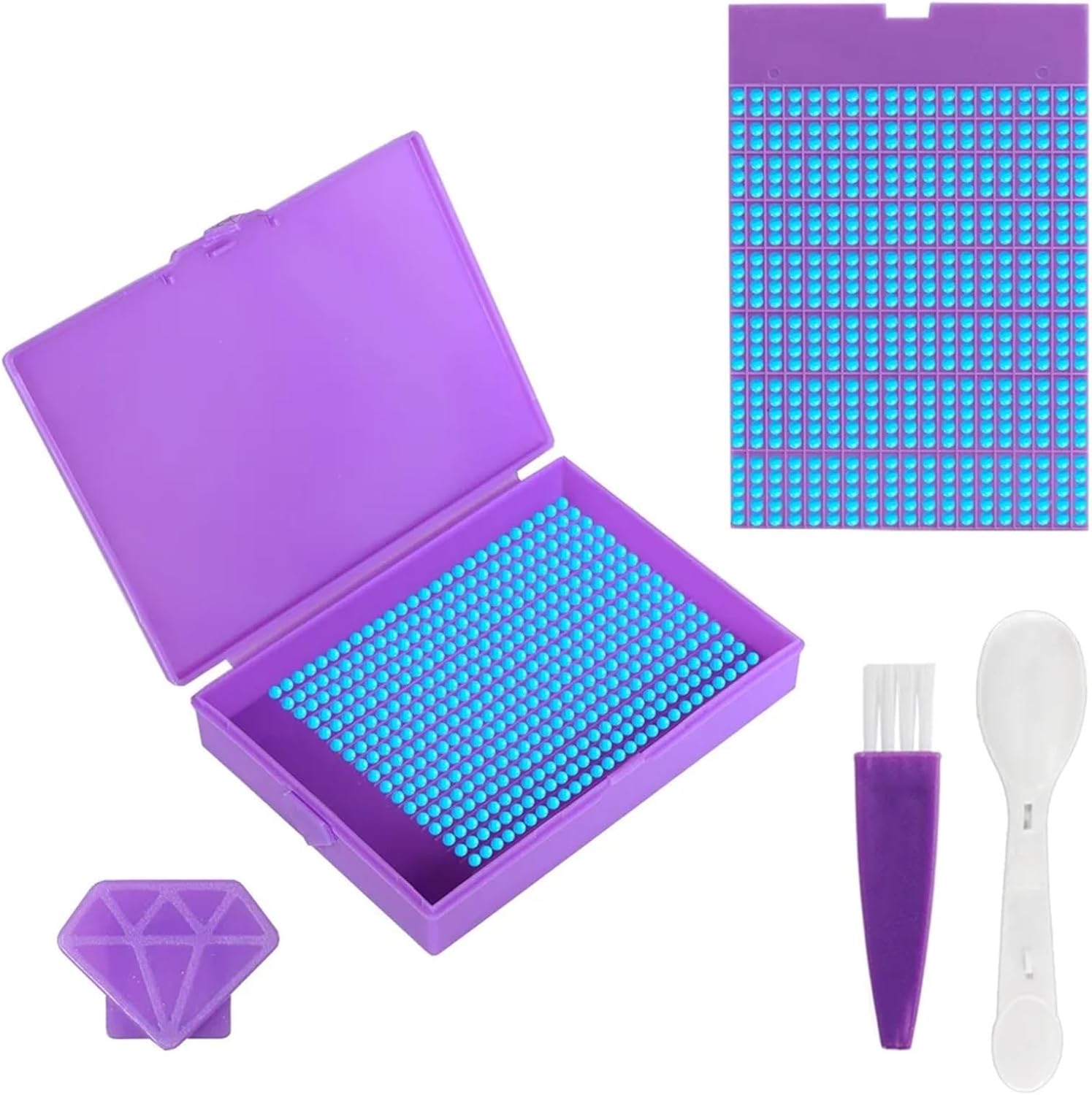 15/30pcs DIY Craft Flip Top Diamond Painting Tray Art Accessories Beading Plates Beads Sorting Storage with Stopper(Purple,30pcs,Type2)