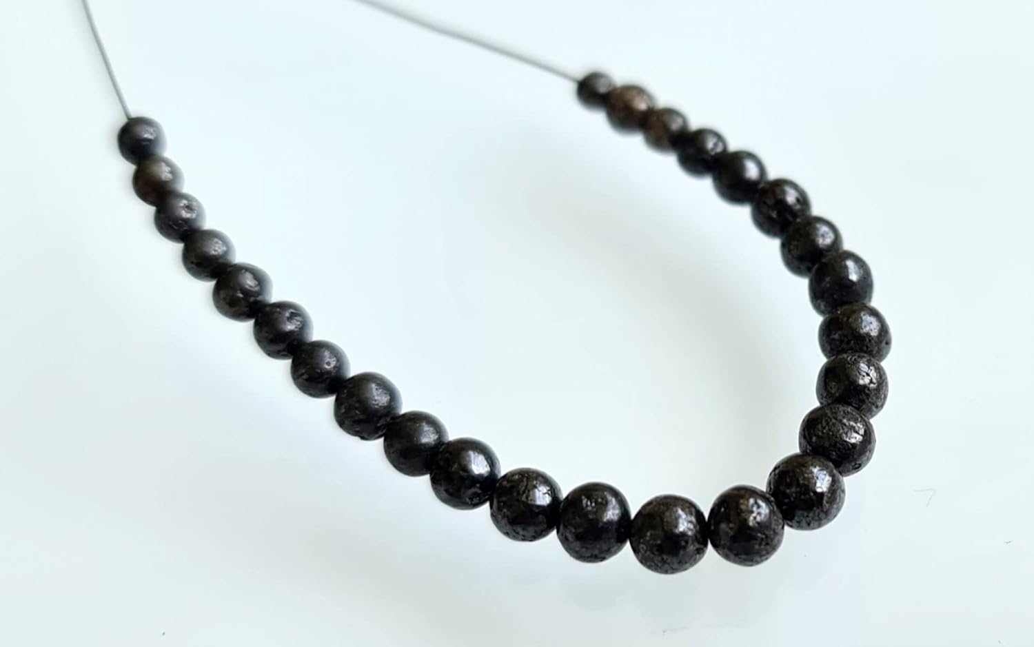 Natural Black Smooth Polished Round Diamond Bead, 2-3.5 mm Rare Diamond Ball Shape Bead for Necklace (6 Pcs To 12 Pcs) - APKJ2