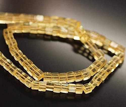 1 Strand Citrine Square Box Smooth 16'' Long Strand Gemstone Beads, Jewelry Supplies for Jewelry Making, Bulk Beads, for Meditation Jewellery for Reiki Healing Mystic Gemstone 5mm