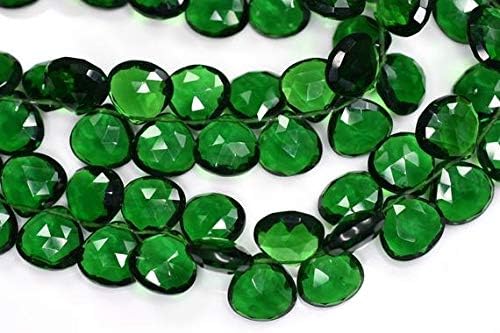 7 Inch 12mm Emerald Green Quartz Faceted Heart Briolette Beads-Heart Shape Beads Strand Code-HIGH-59378
