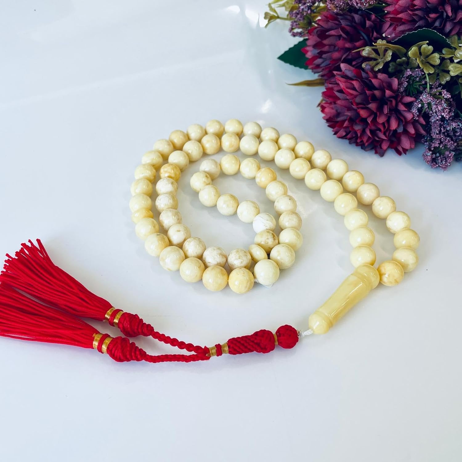 Natural White Amber Beads, Islamic Prayer, Tasbih, Prayer Beads
