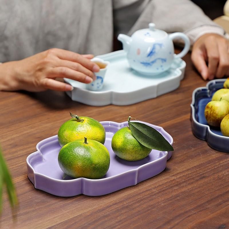 Tray Ceramic Tea Tray Tea Tray Dry Tea Table Tea Table Afternoon Tea Snack Tray Snack Fruit Tray Tea Tray Serving Trays(A)