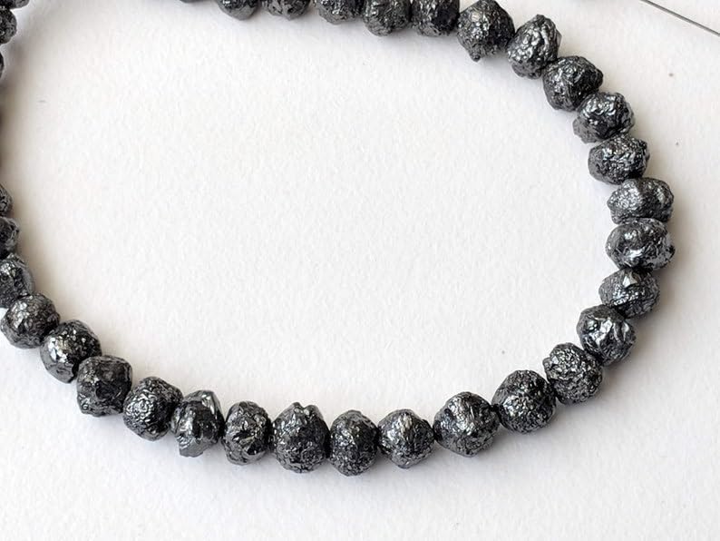 5-7mm Black Raw Diamond Beads, Black Diamond Rondelles, Diamond Beads, Black Diamond Rondelle For Necklace (4IN To 16IN Options)- PPD175, 5-7 MM