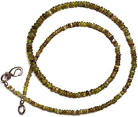 Hand_Crafted 18 Inch Natural Chrysoberyl Cat's Eye rondelle Faceted Beads 3 to 5mm Smooth rondelle Beads Full Beads YO-NECK-19150