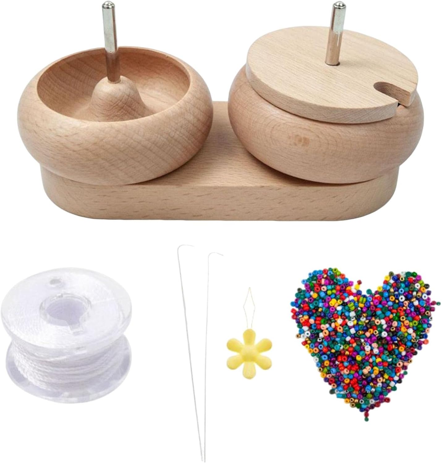 Dual Bowl Bead Spiner Spiner Beads Loader DIY Jewelry Making Kit Stringing Beads Quickly Beading Bowl Bead Looms for Gift Making