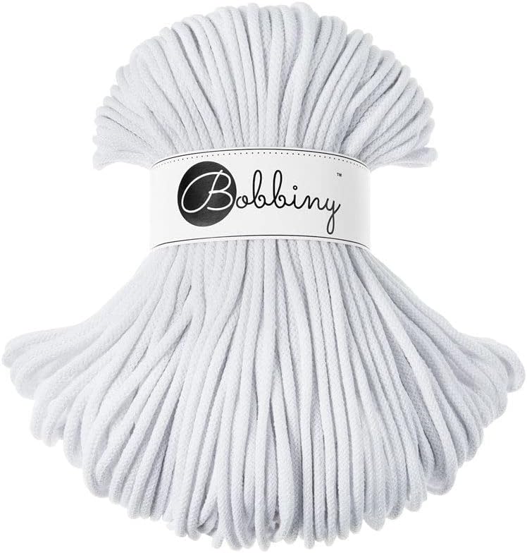 Bobbiny Premium 5mm Braided Macrame Cord (White) 100m