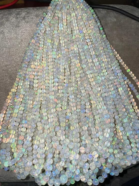 AAA+ Ethiopian Opal Smooth Round Beads 3.5-6 mm Welo Opal Bead Opal Plain Beads Fire Opal Beads Flashy Opal Bead for Making Jwelery
