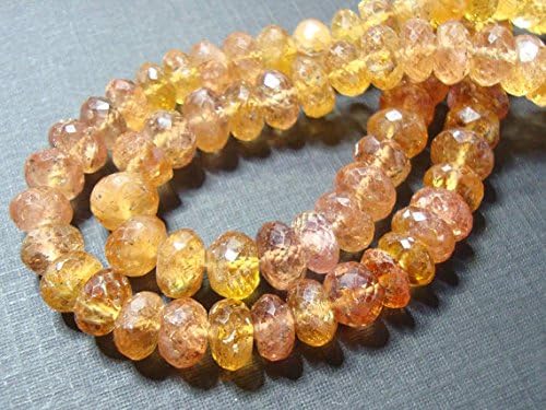 13 inch natural beads strand of 6.3-6.6mm faceted rondelle pink golden imperial topaz gemstone beads for DIY jewelry - necklace, bracelet, earring, ring.