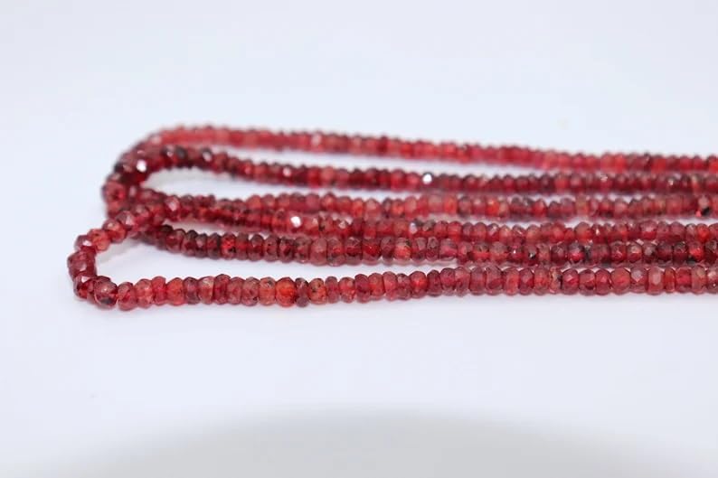 Padparadscha Red Sapphire Faceted Rondelle Beads 2.5-3 mm Padparadscha Sapphire Beads Blood Red Sapphire Rondelle Beads