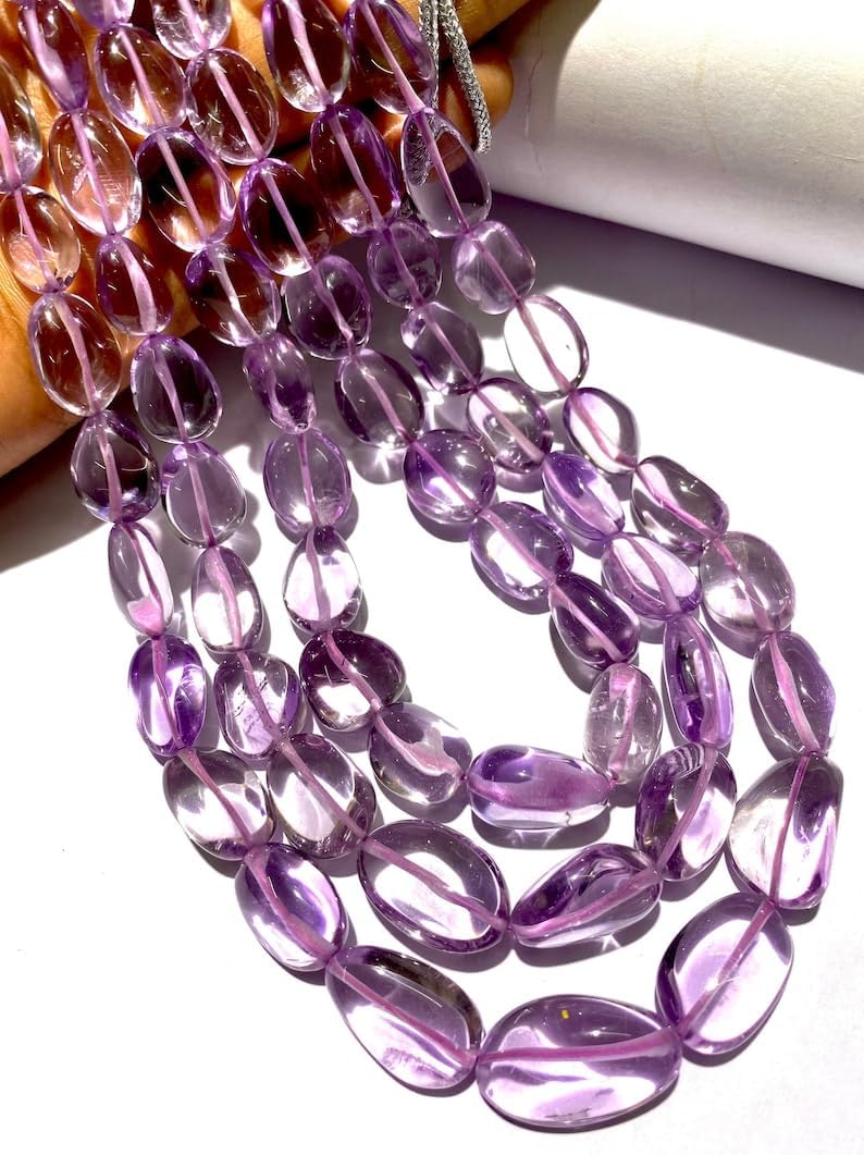 Natural Amethyst Nugget Smooth Beads 7X13-11X16MM 20 inch Long String Jewelry Making Gemstone Beads for Necklace Bracelet